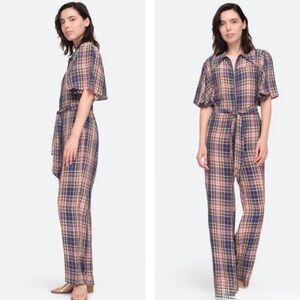 Sea New York Rooney Jumpsuit Plaid Flutter Sleeves Size 2